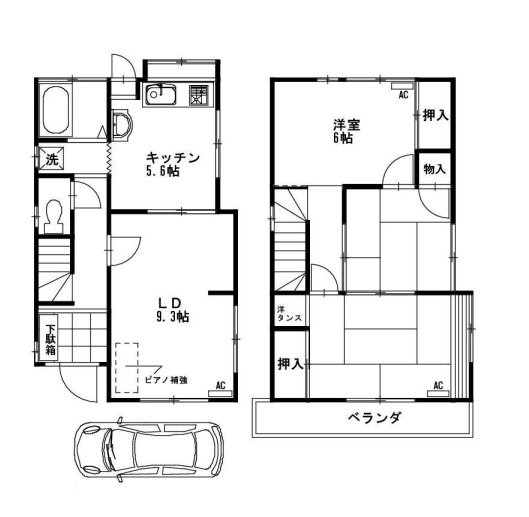 鵜野貸家の間取り