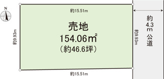 【区画図】 | さいたま市桜区白鍬【古家付き売地】 | 東道路・整形地・約46.6坪