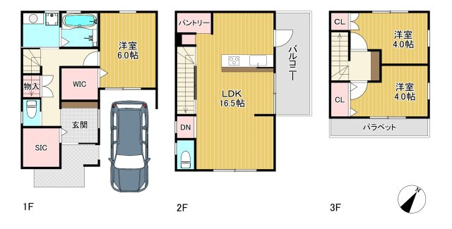 シャルムコート・ジョン鴻池の参考プラン|※延床面積95㎡以内でフリープラン対応可能。もしくは表記参考プランにて建売、カラーセレクト可能。