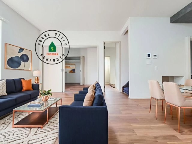 菊池郡大津町室第1-3棟（4号棟）の居間・リビング|キッチンからリビングをしっかり確認できます。家族の笑顔があふれる空間になりそうですね。