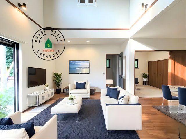 菊池郡大津町室第1-3棟（6号棟）の居間・リビング|明るく開放的なリビングダイニングは豊かな陽光が注ぎ込み、やすらぎの空間を演出してくれます。ご家族で楽しいひとときをお過ごし下さい。※家具はCGを合成したものです。