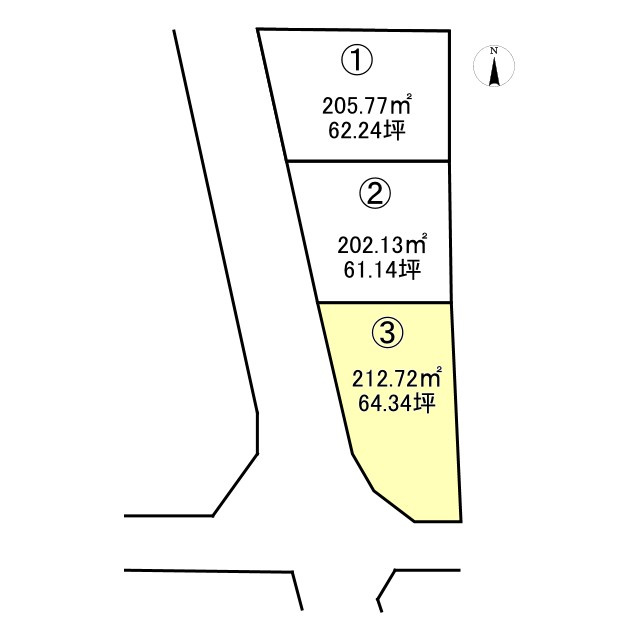 西条市小松町新屋敷甲207-1③　売土地の土地図