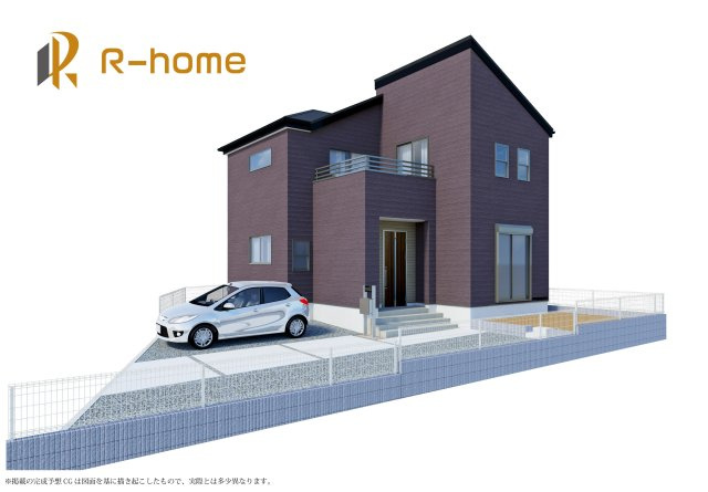 稲敷郡阿見町アウトレット北第2　新築戸建て　1号棟の外観パース|2025年9月完成予定！近隣の同仕様完成物件をご見学いただけます♪