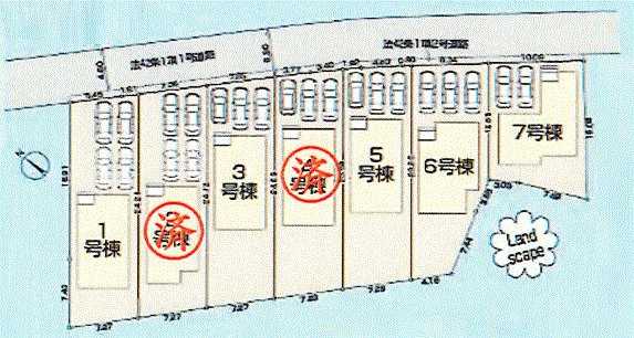 青梅市長淵３丁目　新築戸建全7棟の区画図