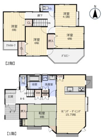 松山市南白水２丁目　戸建ての間取り|家族それぞれの個室を確保できる5LDKの間取り