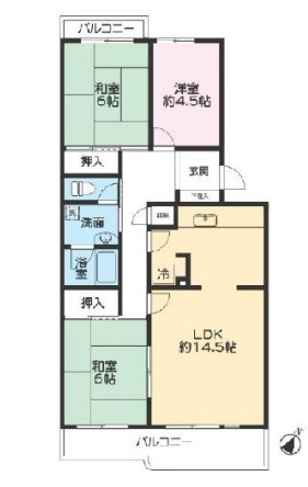 パークタウン若宮　1号棟の間取り|パークタウン若宮　1号棟、3LDK、専有面積77.3m2、バルコニー面積10.45m2