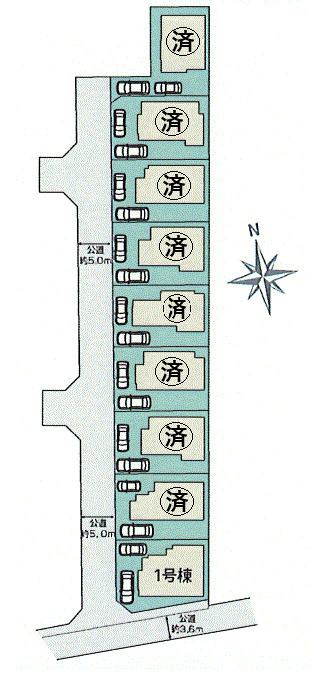 立川市一番町2丁目　新築戸建全9棟の区画図