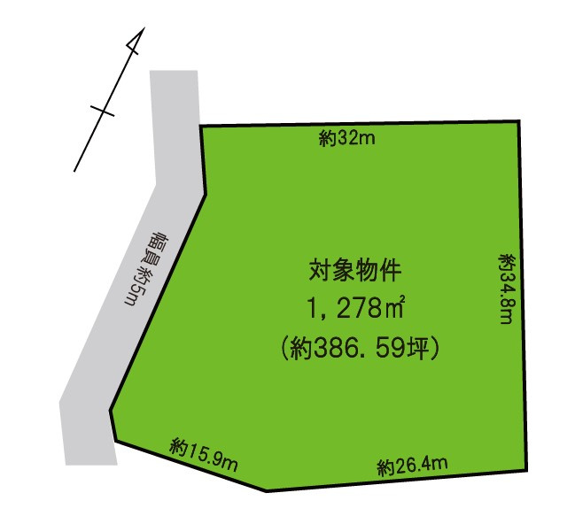 浅間ハイランドパーク浅間山側で沢に面した1,000㎡以上の広々土地の土地図