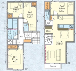 【間取り】 | 大和市上草柳2丁目  1号棟 2期 | 都市ガス　2階LDK　LDK18帖以上　網戸標準仕様