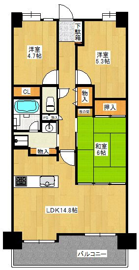 【間取り】 | ペルル和白☆仲介手数料無料☆