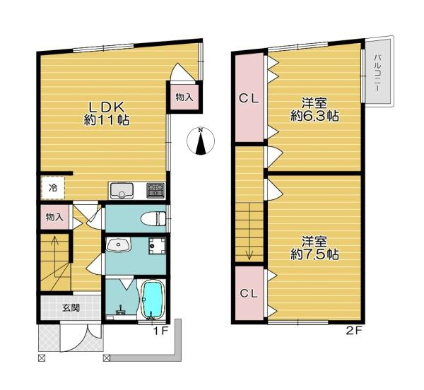 【間取り】 | 大阪市東成区大今里南3丁目　中古テラスハウス