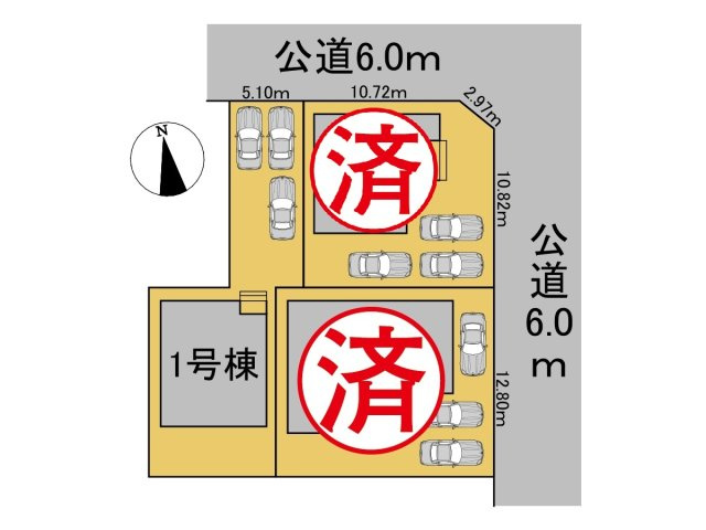 【商談中】リーブルガーデン　岐阜市薬師町　全3区画分譲の区画図|■区画図
■YAMADA電機の　ヤマダ不動産　株式会社リライフ　
いつでもお問合わせ下さい。