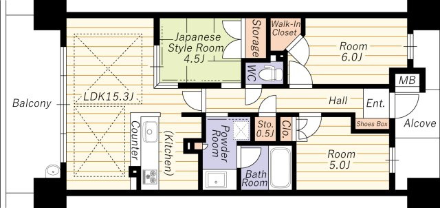【間取り】 | プラウドシティ新大阪 | 平成２７年１月建築・高層階・２５階建２１階部分・南向き・ペット飼育可(飼育規定有)