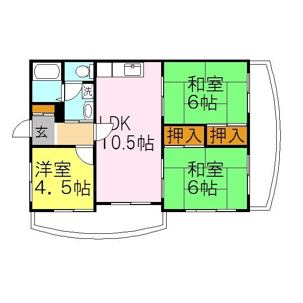 ぱすてるめぞんクレヨンの間取り|嬉しい二面バルコニー付き！
