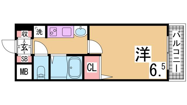 神戸市兵庫区羽坂通３丁目の賃貸マンションの間取り