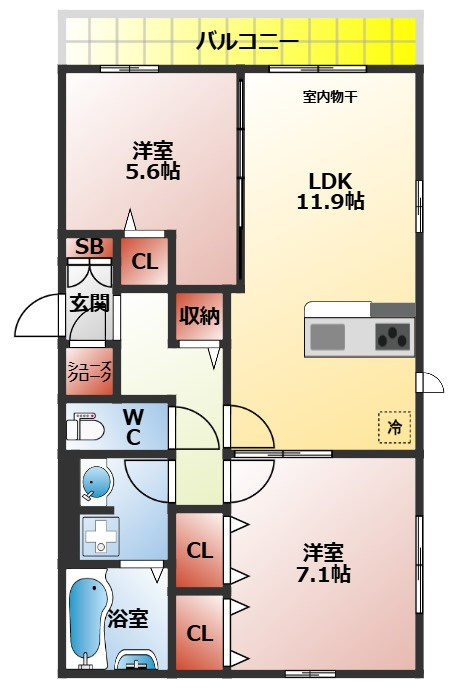 プレジールの間取り|２ＬＤＫの間取り