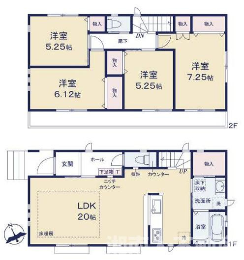 鎌倉市稲村ケ崎５丁目３２－１０新築戸建の間取り