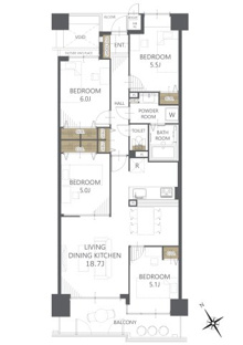 【間取り】オークヒルズ香里四番館 