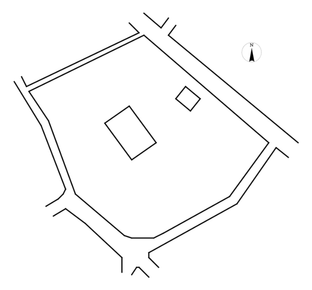 中古戸建　中里見町井ノ下の区画図|道路に面した独立性の高いゆとりある敷地。日当たり・通風ともに良好で、開放感あふれる住環境です。