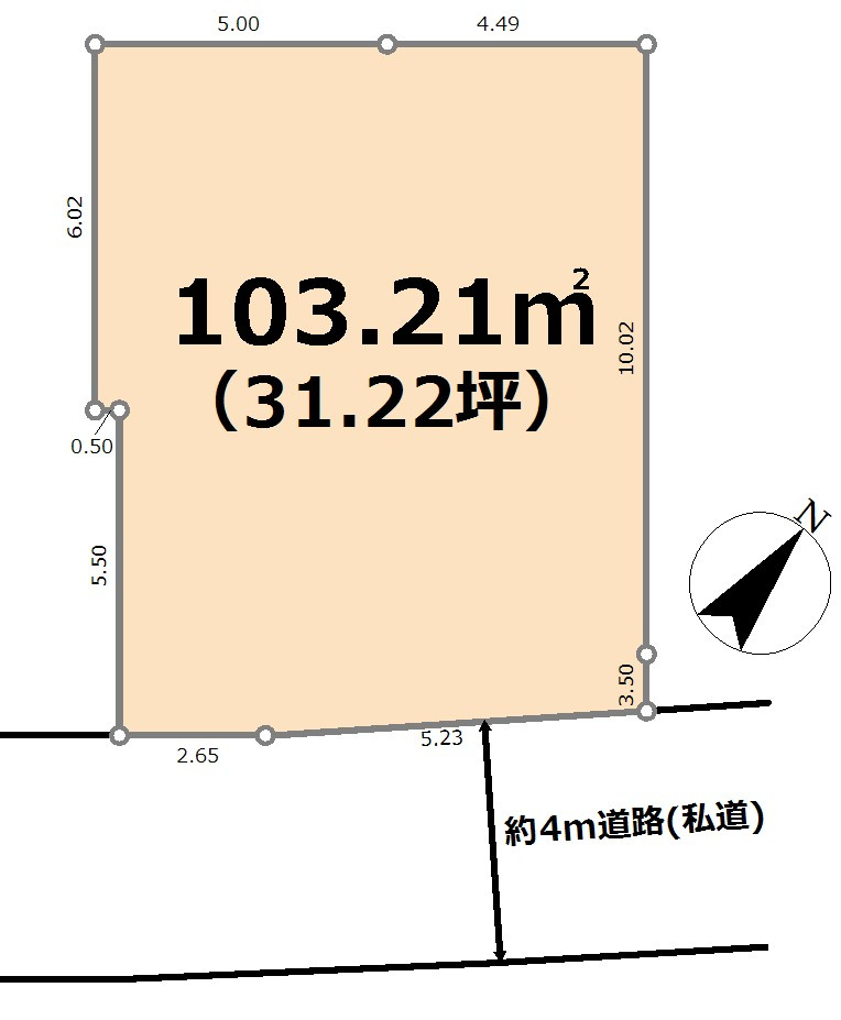 ときがわ町玉川土地 31坪の土地図