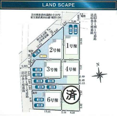 武蔵村山市本町3丁目　新築戸建全6棟の区画図