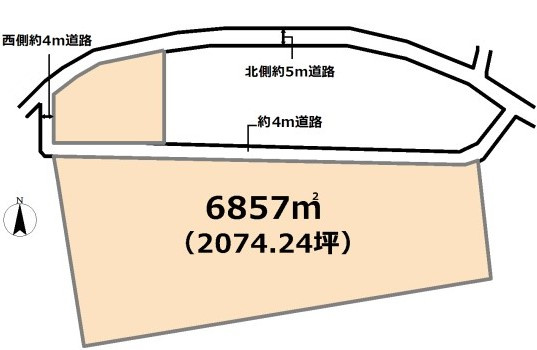 東松山市下唐子土地　2074坪の土地図