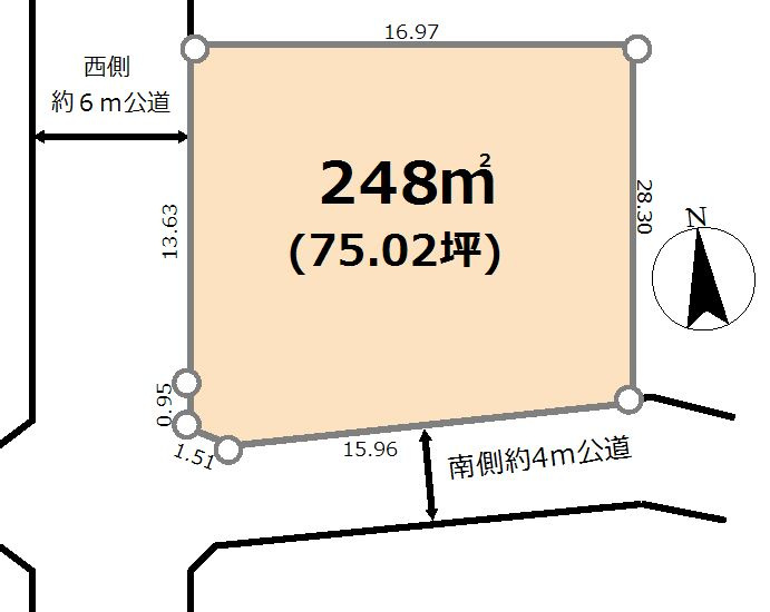 東松山市下唐子　土地75坪の土地図