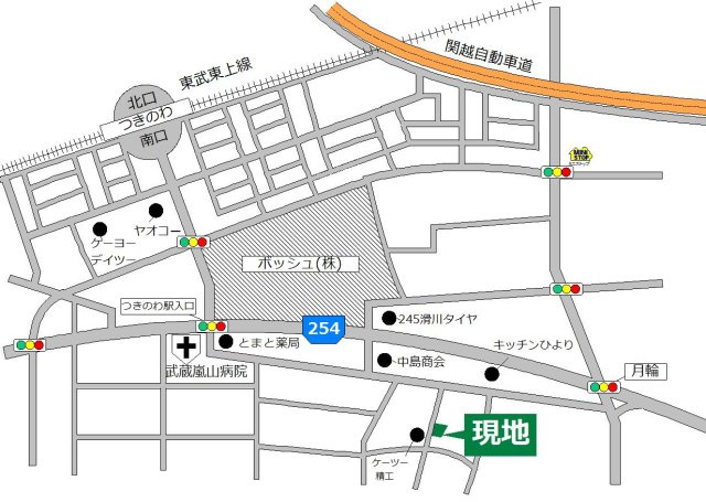 東松山市下唐子　土地75坪の地図