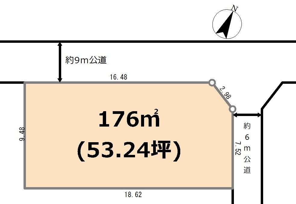 入間郡越生町春日2丁目　土地53坪の土地図