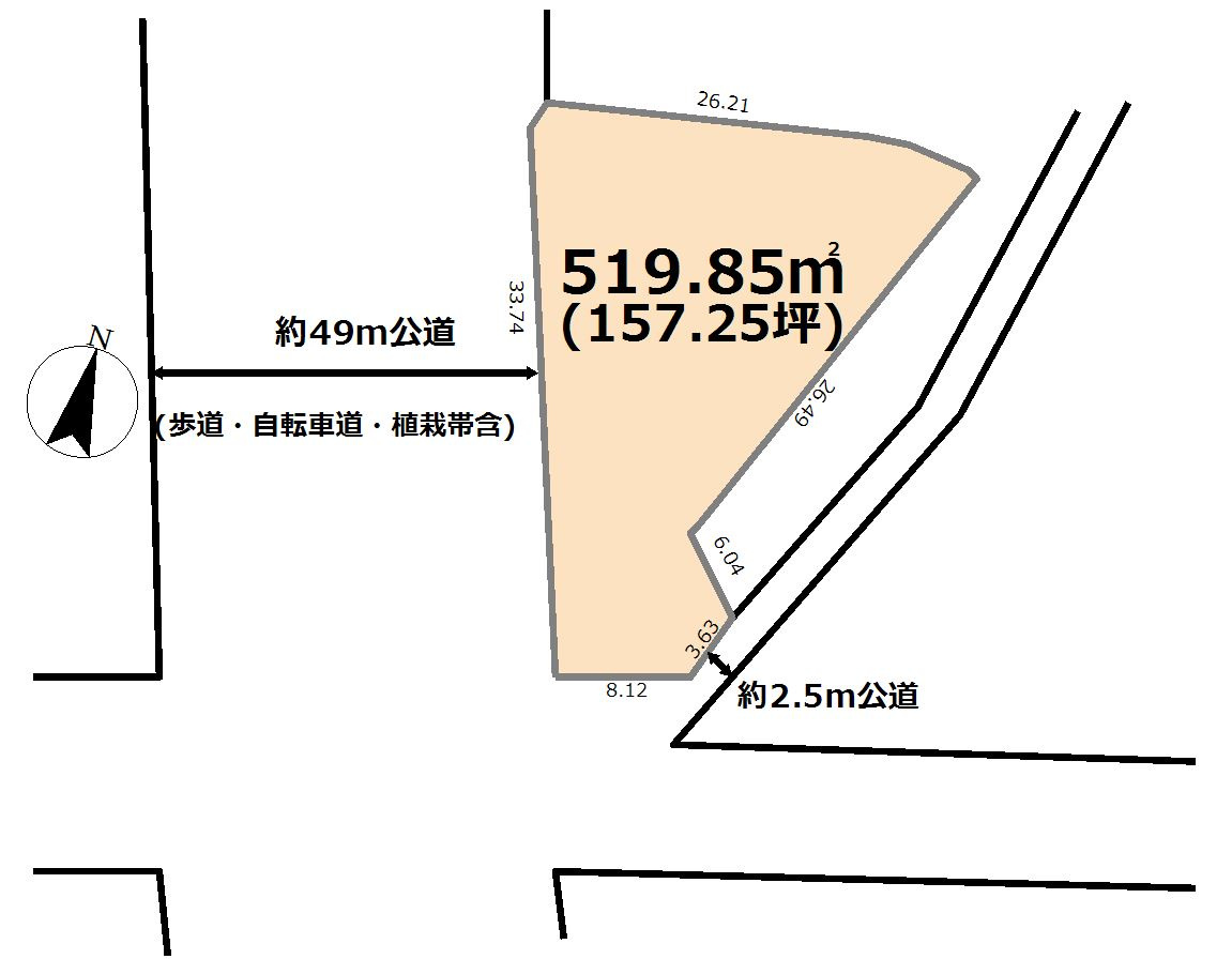 比企郡滑川町羽尾　土地157坪の土地図