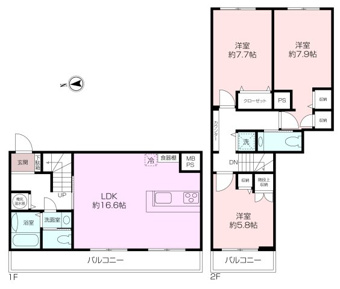 戸建感覚で住めるメゾネットタイプの3LDK！豊富な収納が嬉しい間取りです