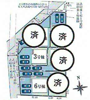 武蔵村山市本町3丁目　新築戸建全6棟の区画図