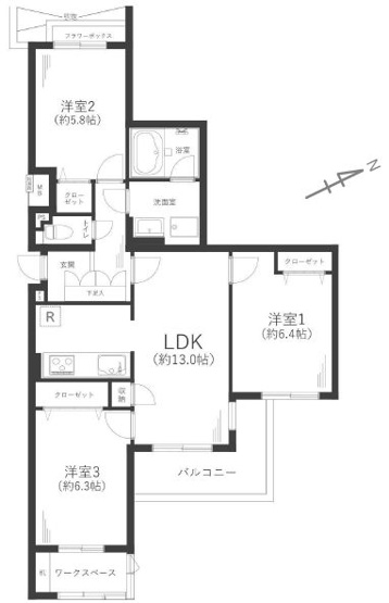 【間取り】 | 本厚木リバーサイドマンション3番館
