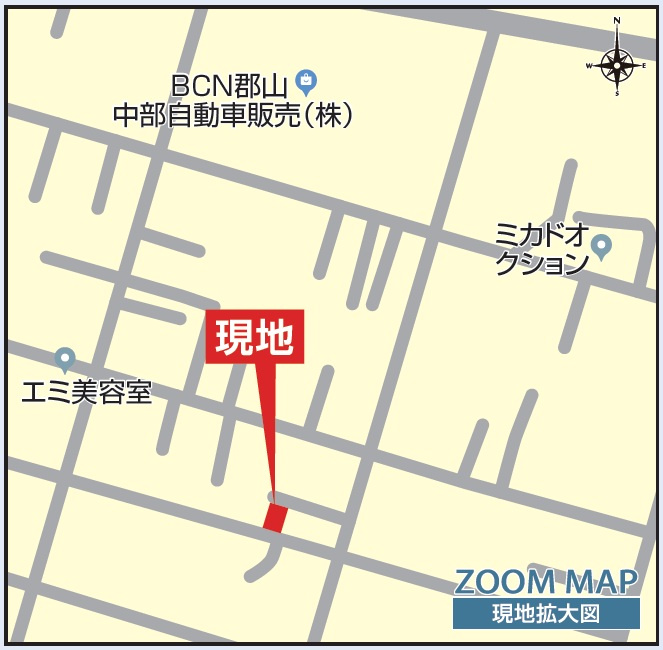 新築戸建・建売　郡山市昭和一丁目　BLOOMING GARDEN　全1棟の地図