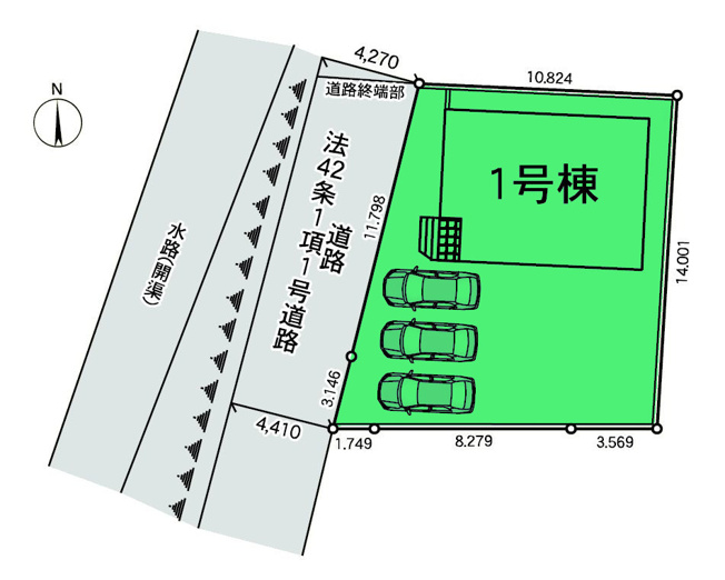 【区画図】 | クレイドルガーデン前橋市茂木町第4ー① | 大胡小学校まで1Km圏内！
フレッセイまで徒歩10分と日々のお買い物も便利！