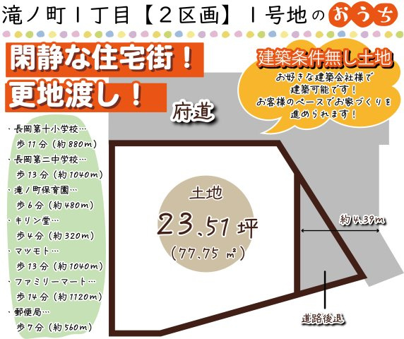 滝ノ町1丁目1号地の区画図