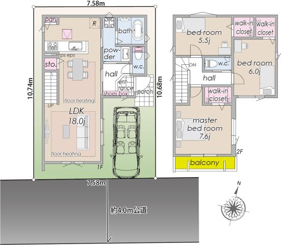 【最終１棟】未入居［ミラクラス轟町I・II］の間取り|【Ⅰ-Ｂ号棟】3LDK