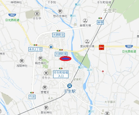 下都賀郡壬生町通町　土地の地図