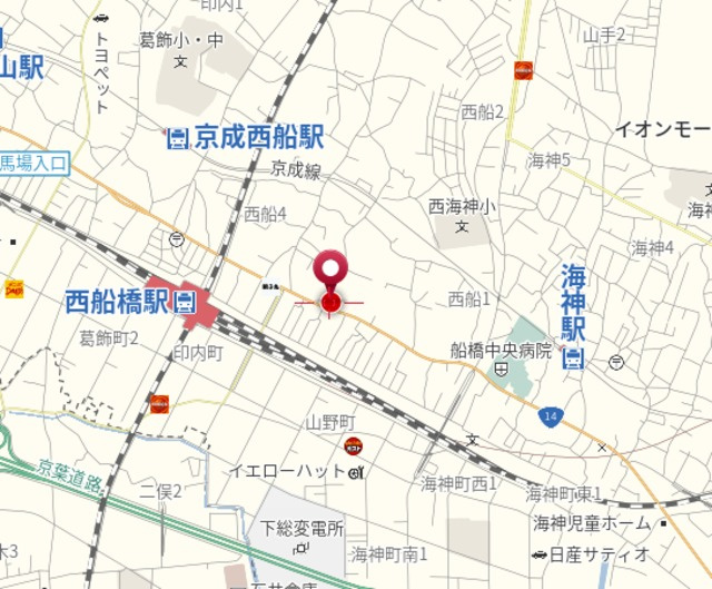 船橋市西船１丁目の賃貸マンションの地図|★案内図★