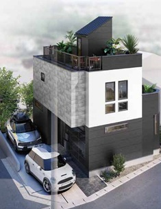 地震に強い家！駐車場も２台分デス【保土ケ谷区上菅田町】新築戸建の外観パース