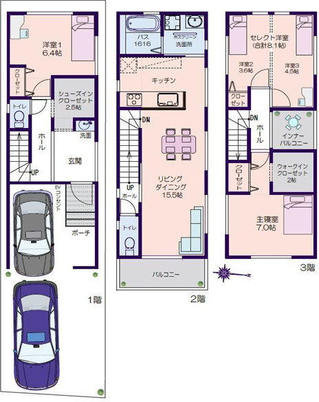 堺市東区北野田　新築一戸建ての間取り