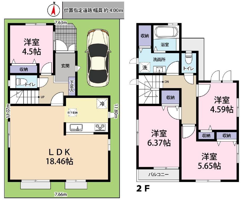 葛飾区水元１丁目中古住宅の間取り|4LDK+カースペース