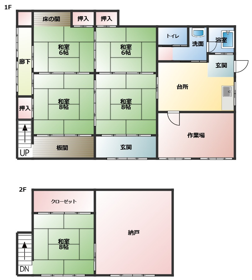 南木曽町吾妻　貸家の間取り