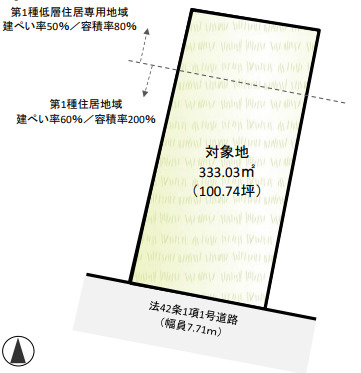 あきる野市野辺　南道路　100坪！の土地図
