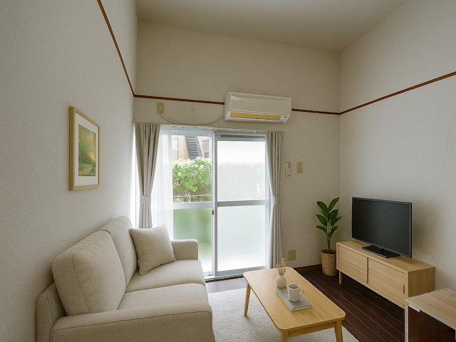 FLATSミナミキデラの居間・リビング|CGで家具等を配置したもので家具等は含まれません。