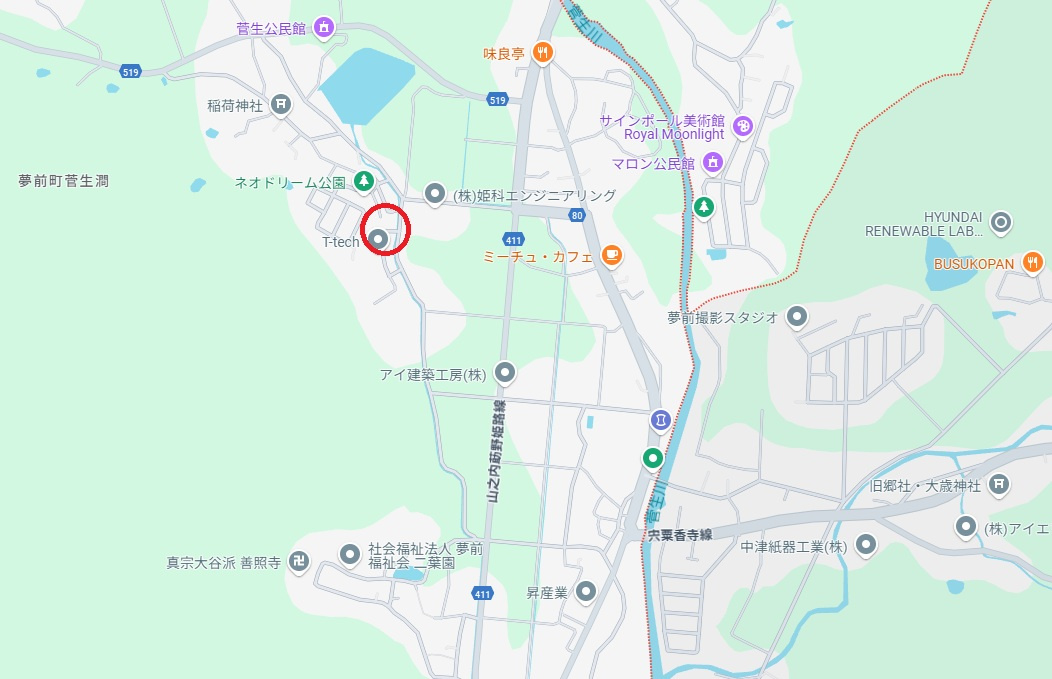 姫路市夢前町菅生澗　　　中古戸建の地図