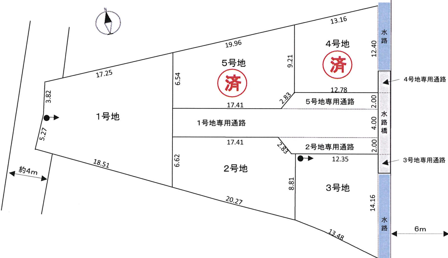加古川市野口町野口Ⅲ（全5）土地　1号地の区画図