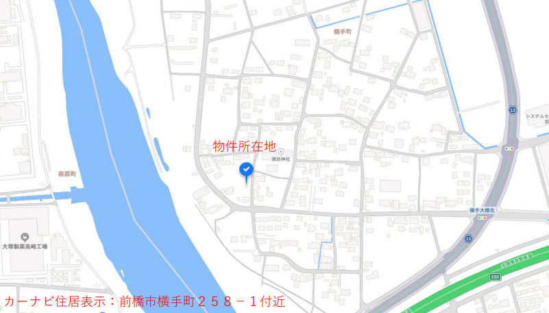 【土地】前橋市横手町１期　1号地(全４区画)　約８４坪の地図