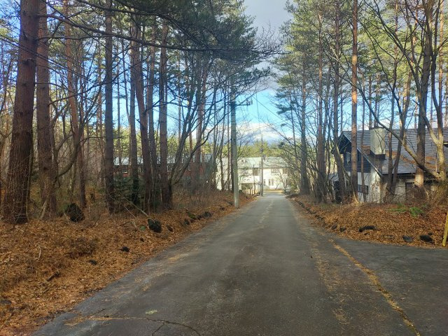 浅間ハイランドパーク200万円以下でセキュリティゲートから離れていて静かな土地の前面道路含む現地写真