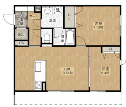 熊本市東区昭和町の賃貸マンションの間取り